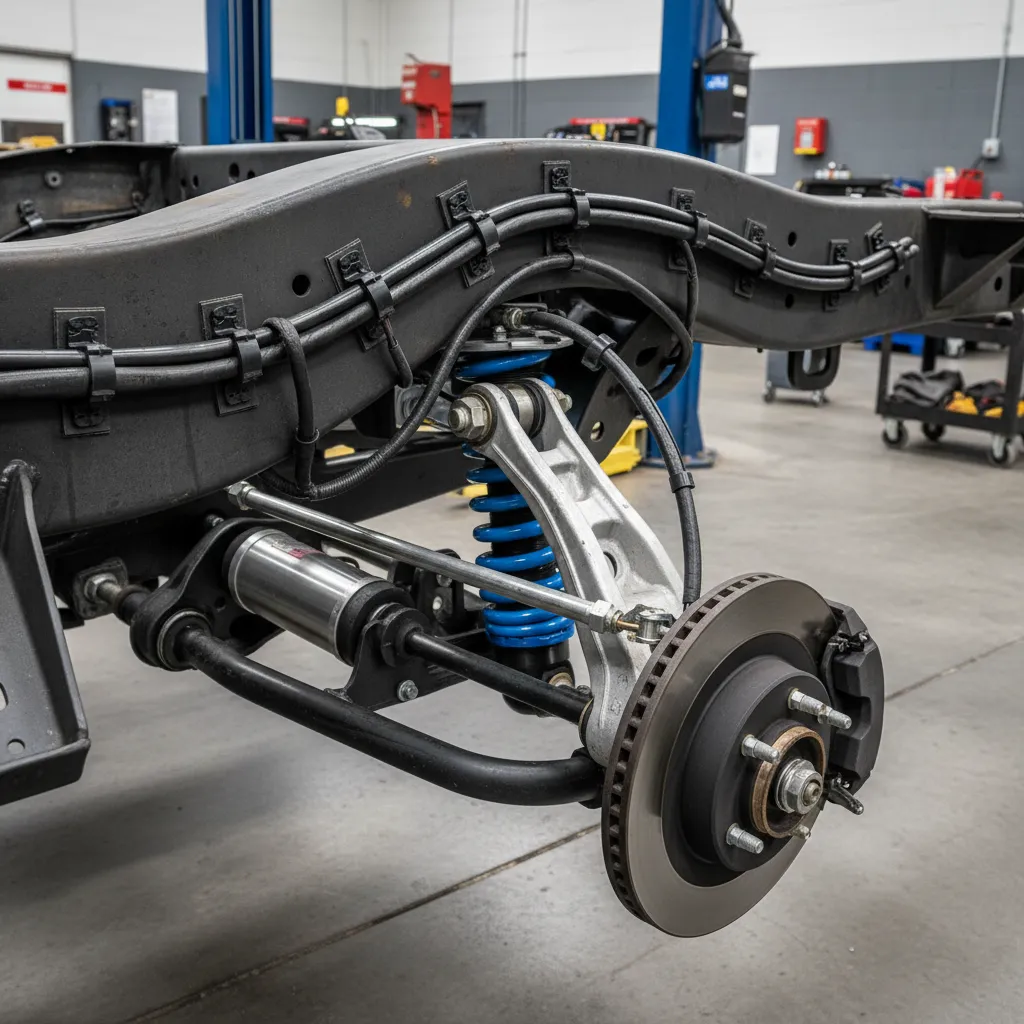 Proper routing of auxiliary light wiring along vehicle frame rail