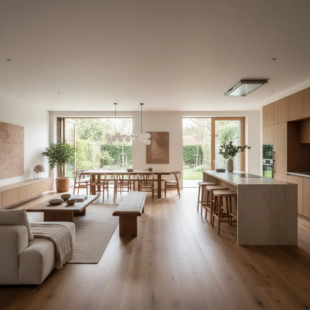Ruang keluarga konsep open space dengan dapur