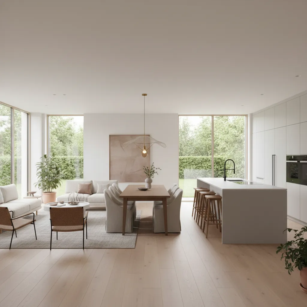 Ruang keluarga konsep open space dengan dapur dan ruang makan