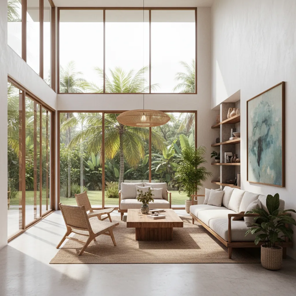 Ruang keluarga rumah 10x12 dengan pencahayaan alami