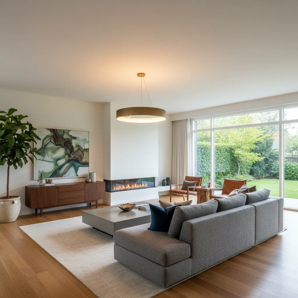 Ruang keluarga luas dalam rumah modern
