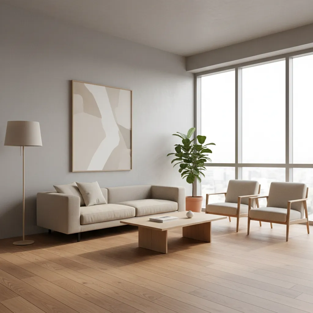 Ruang keluarga rumah minimalis modern dengan pencahayaan alami