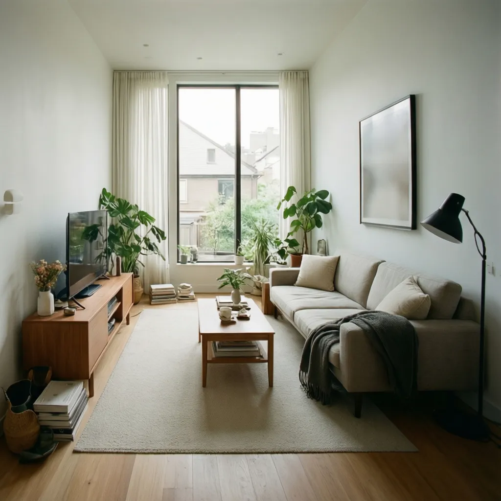 Ruang keluarga rumah sempit konsep open space