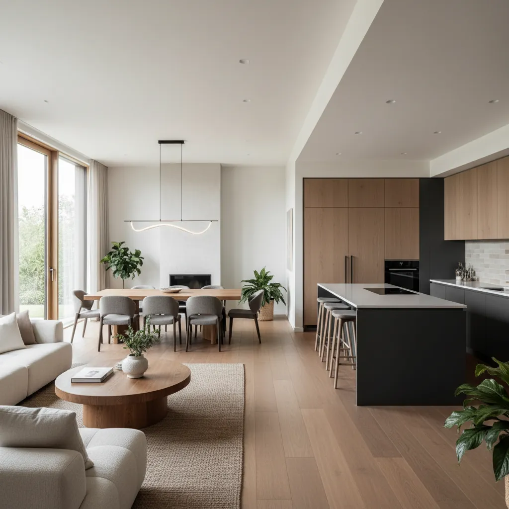Ruang keluarga terbuka pada rumah modern