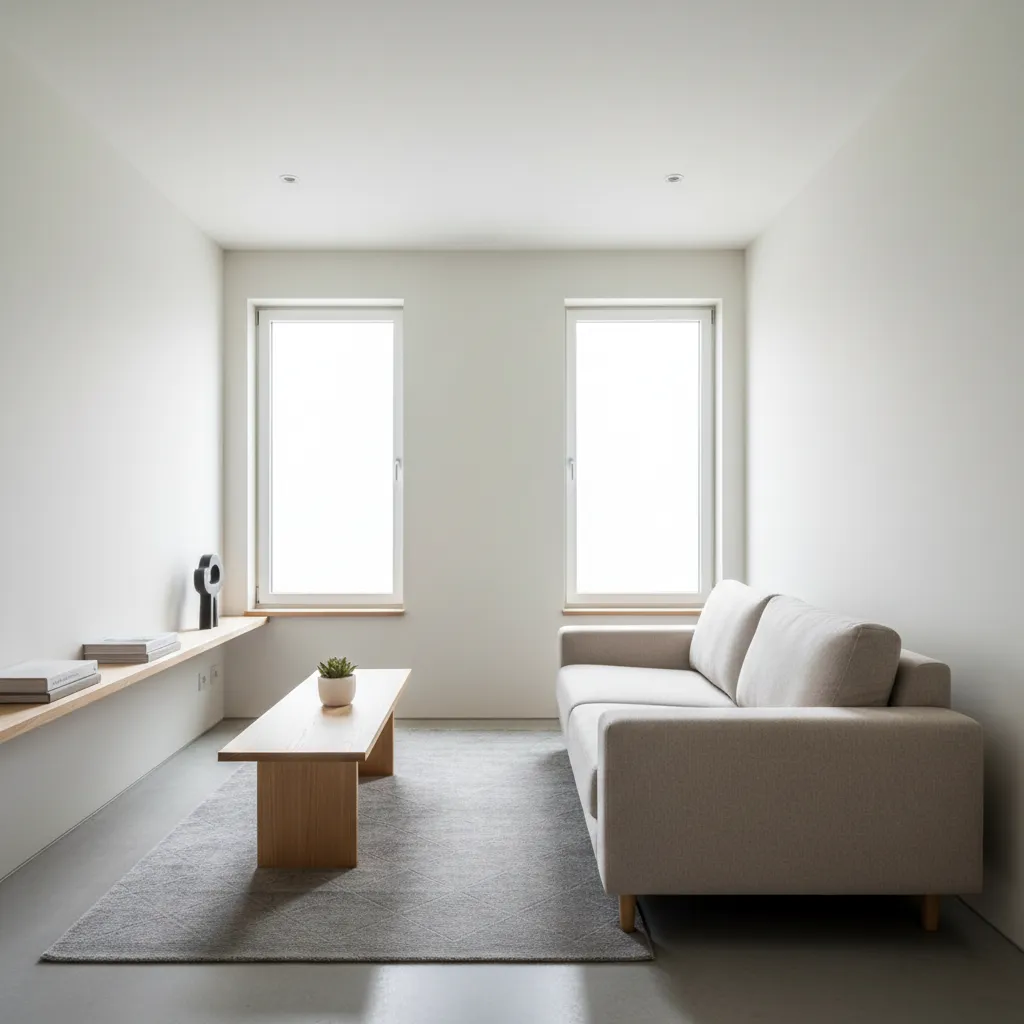 Interior ruang tamu rumah kecil yang efisien