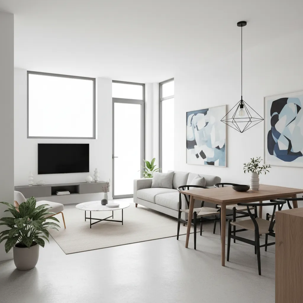 Ruang tamu terbuka pada rumah kecil minimalis