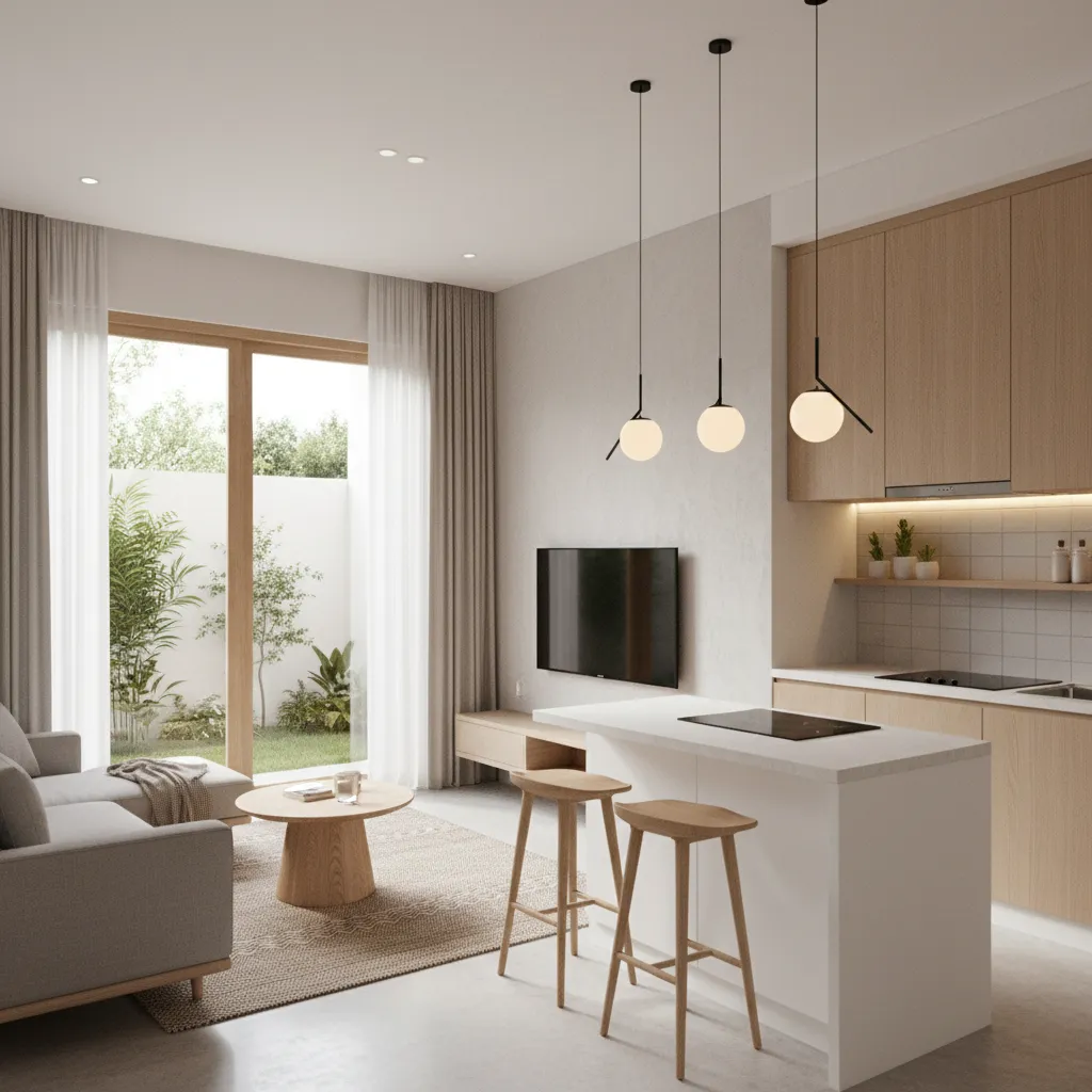 Interior rumah type 36 dengan konsep ruang terbuka