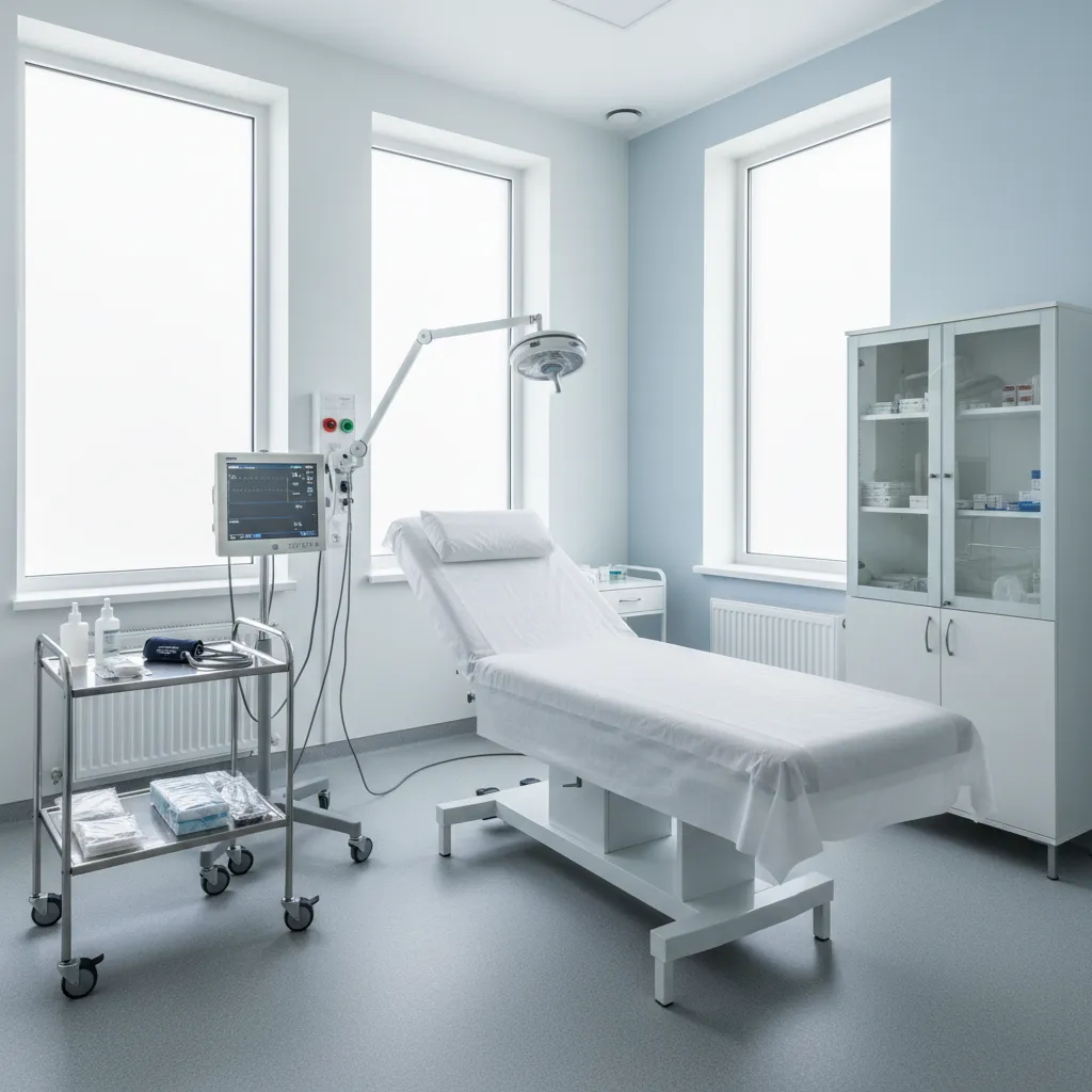 Ruang tindakan medis sederhana di klinik