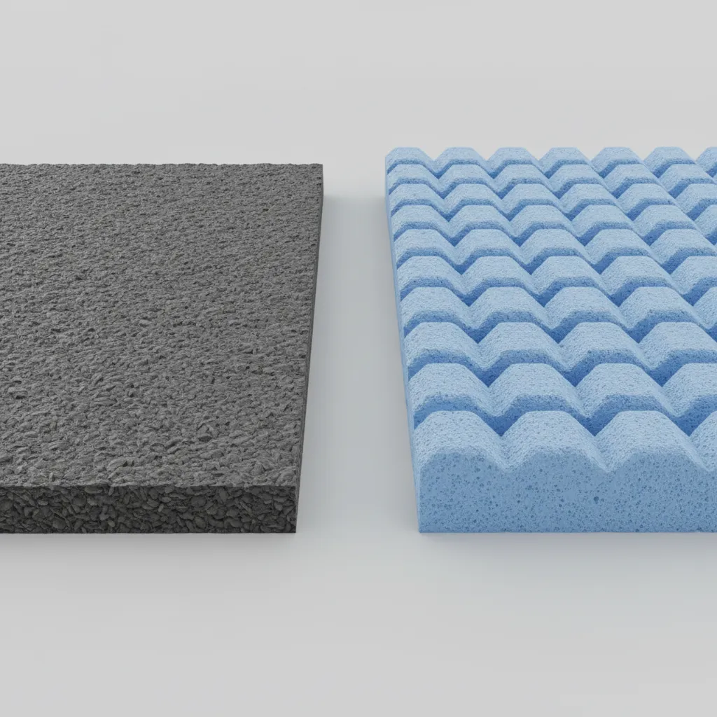 comparison of rubber carpet padding and foam padding materials for sound absorption