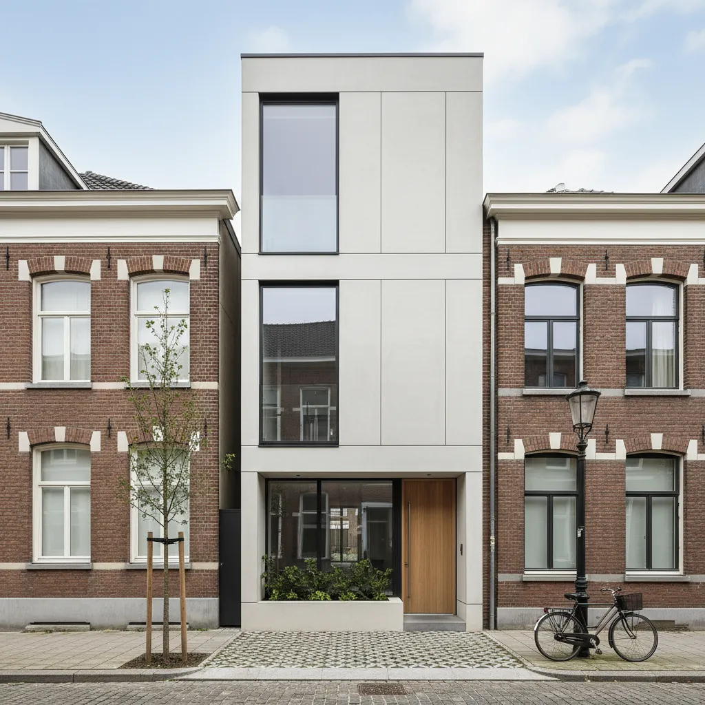 Rumah dua lantai di lahan sempit memanjang