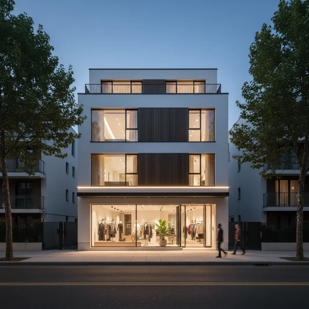 Rumah modern dengan toko kecil di lantai depan