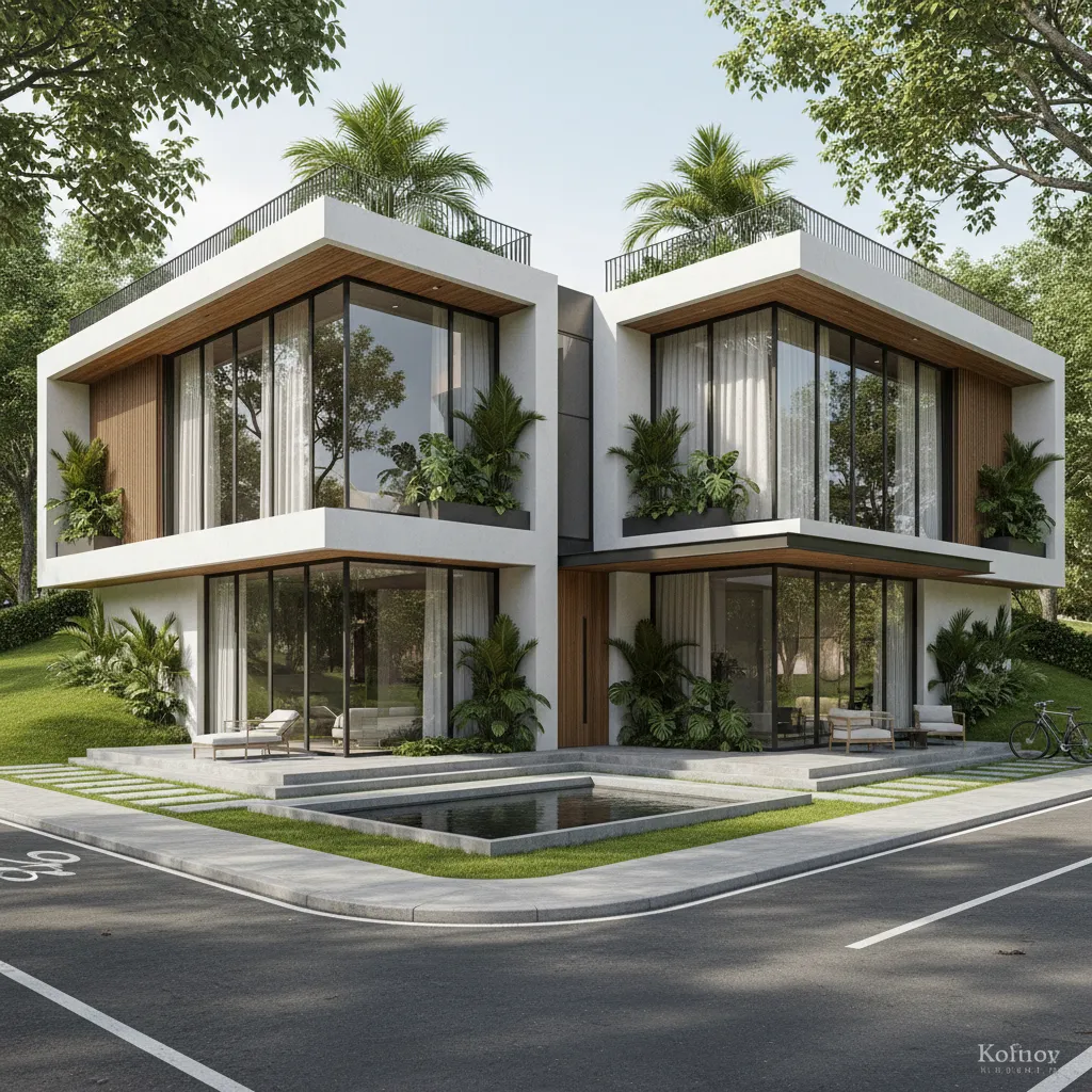 Rumah modern di lahan hook dengan dua fasad