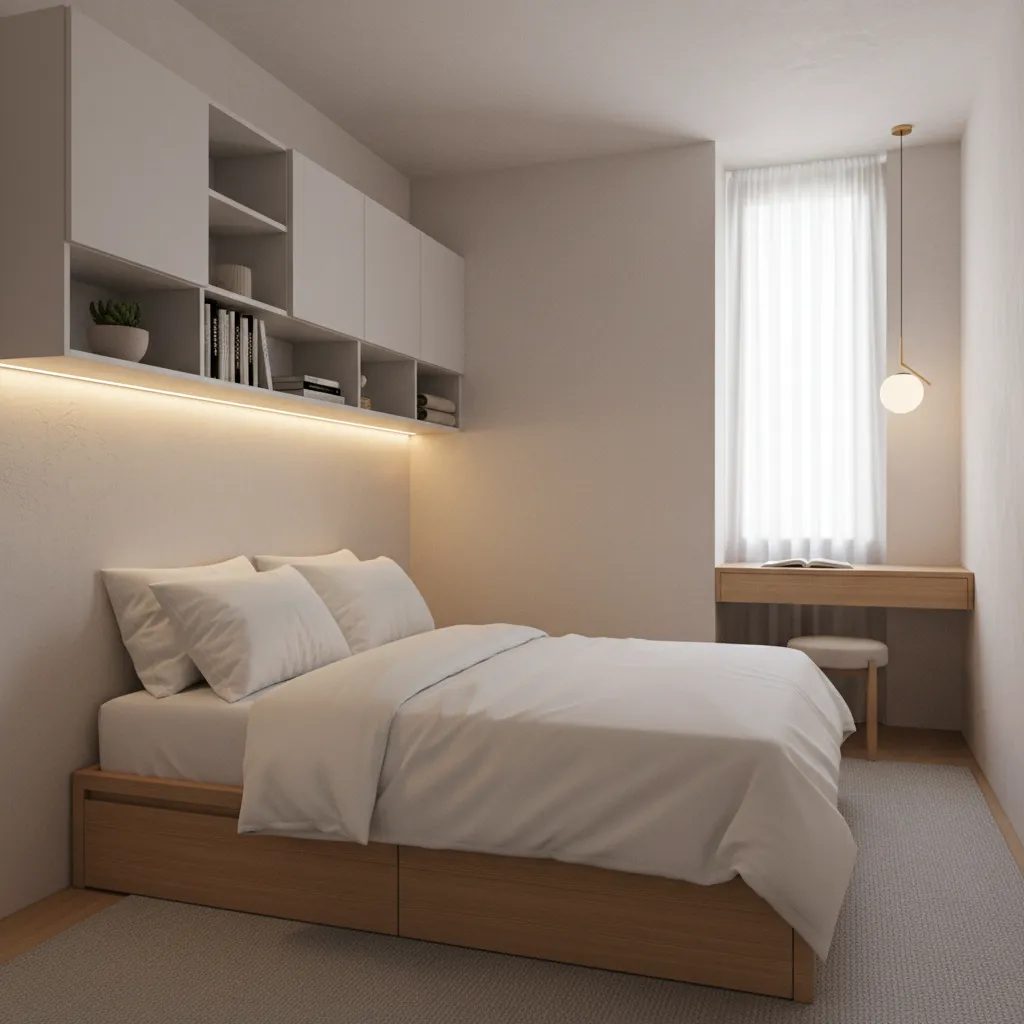 Kamar tidur minimalis dalam rumah ukuran kecil