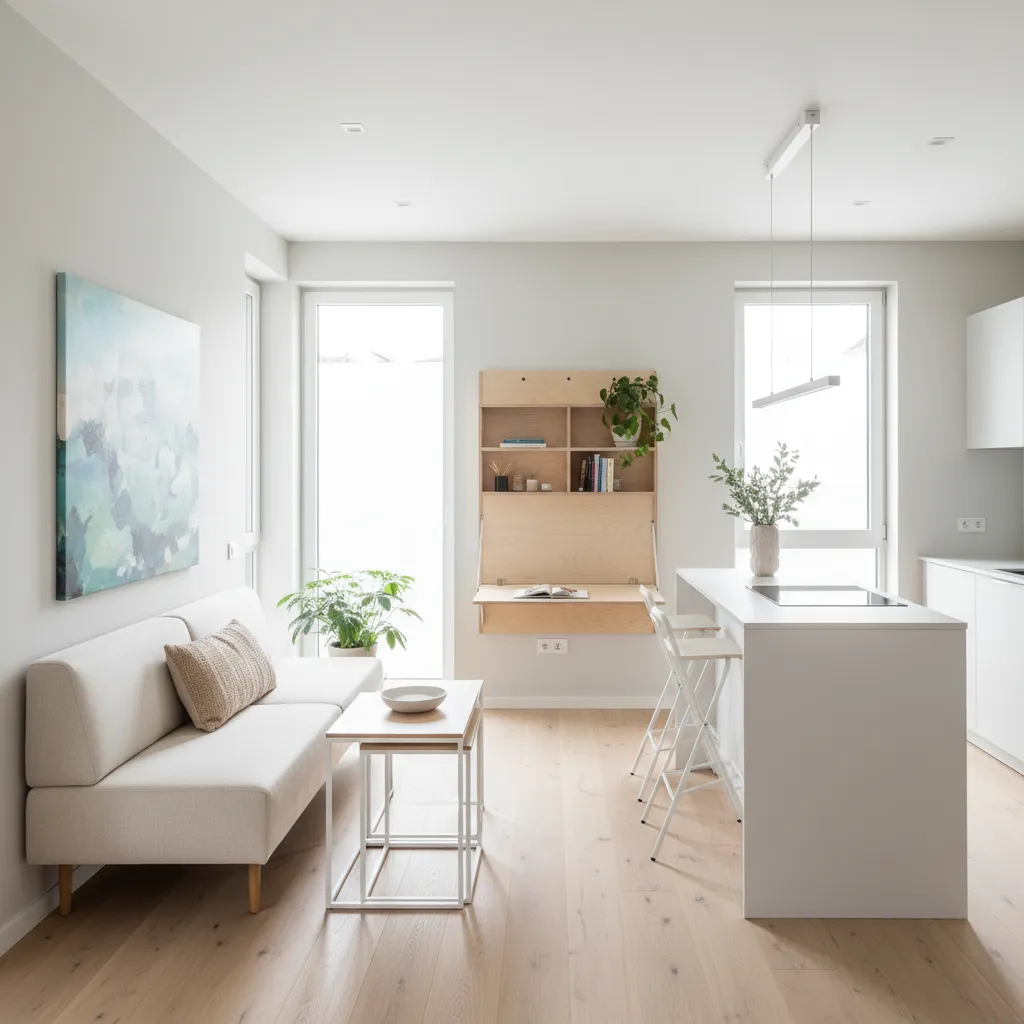 Interior rumah kecil dengan desain modern terang