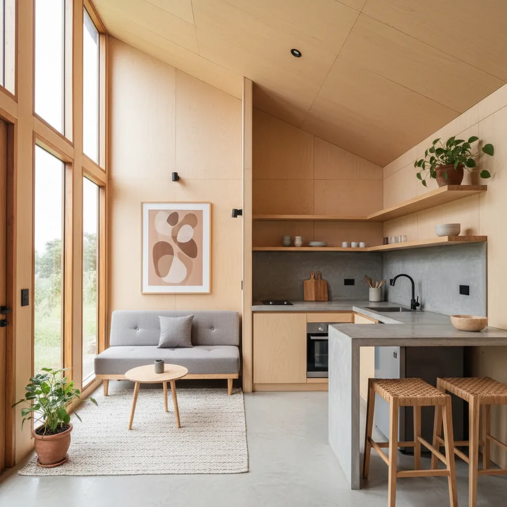 Interior rumah kecil tanpa banyak sekat
