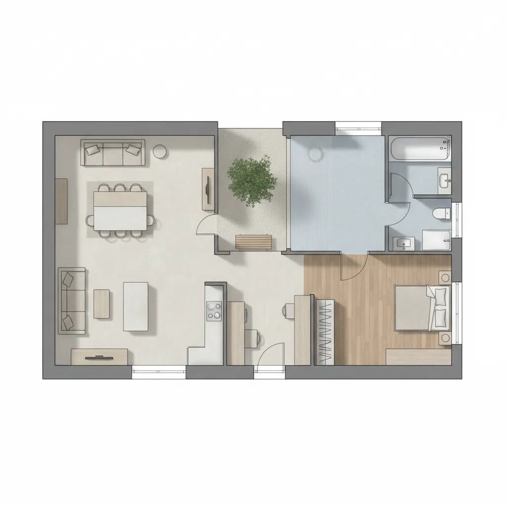 Diagram zonasi ruang rumah kecil