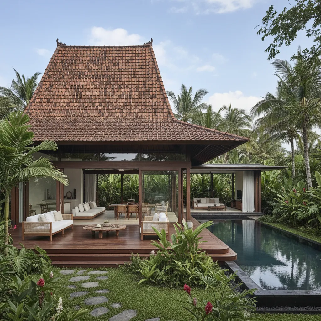 Rumah limasan modern dengan desain minimalis tropis