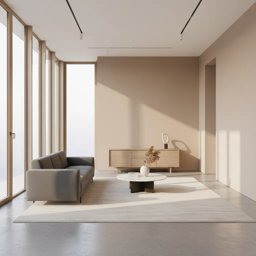 Interior rumah minimalis dengan jendela besar