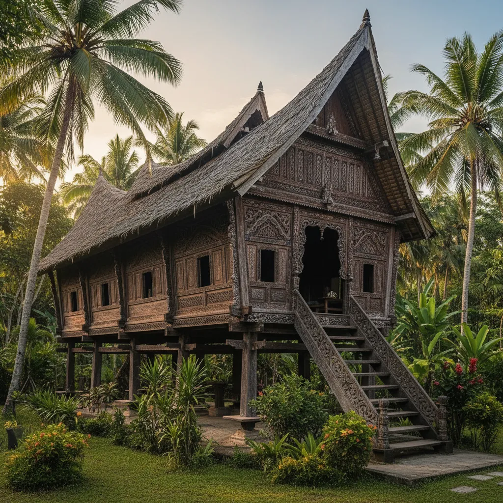 Rumah adat Lampung berbentuk rumah panggung