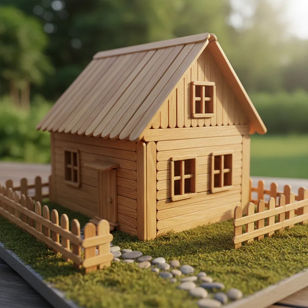 Rumah stik es krim dengan detail realistis