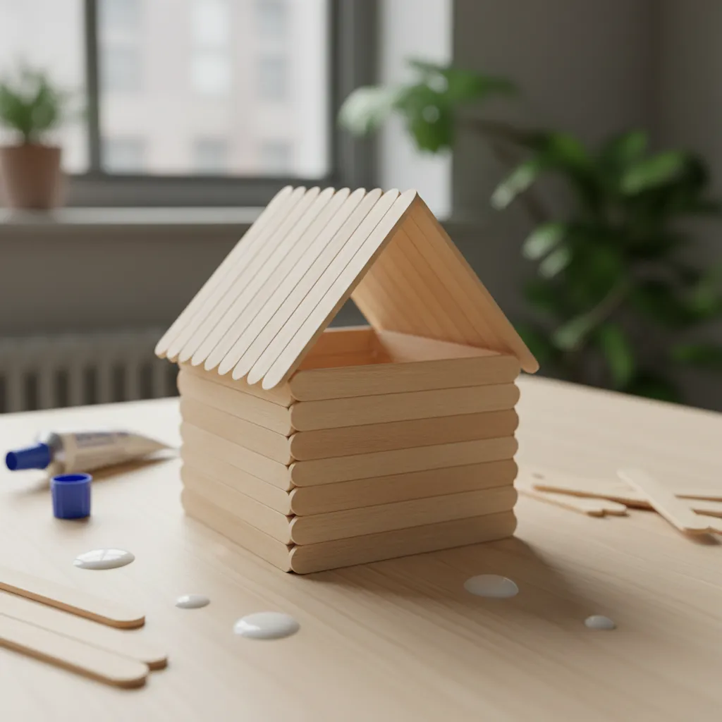 Rumah stik es krim sederhana untuk pemula