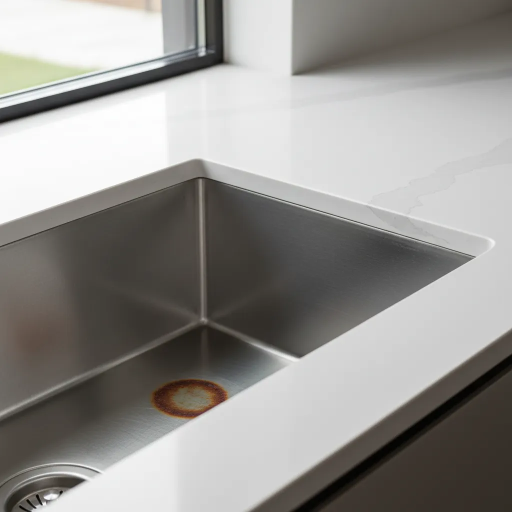 Rust ring stain inside stainless steel kitchen sink