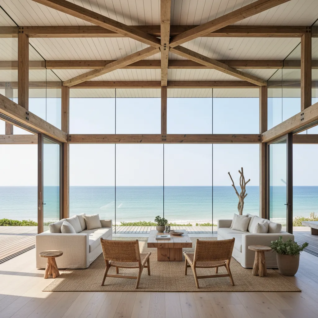 Casa de playa que mezcla elementos rústicos y diseño moderno