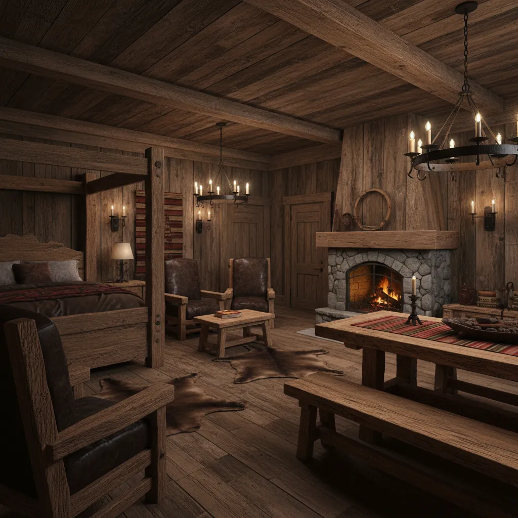 Interior con exceso de madera que hace el espacio pesado