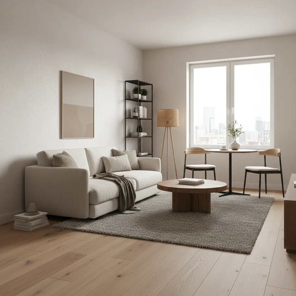 Apartamento pequeño decorado con estilo rústico moderno