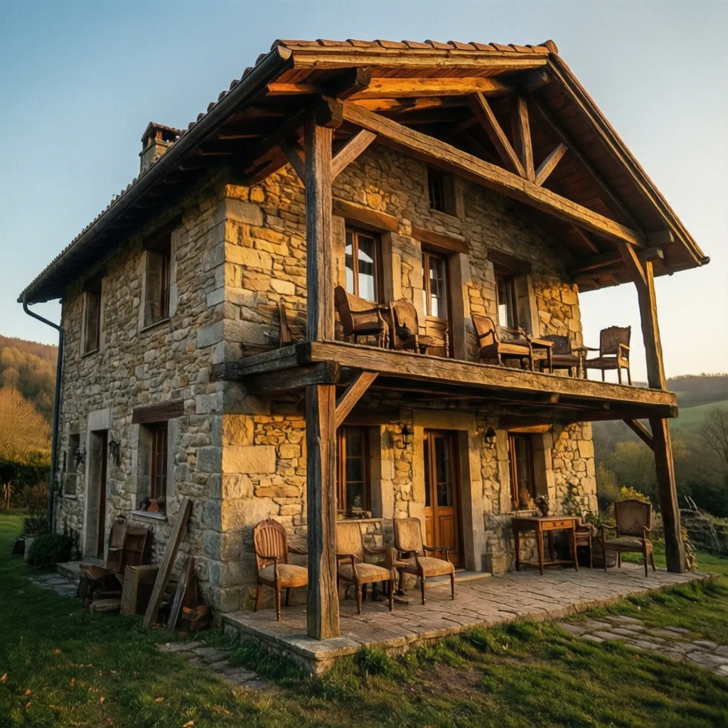 Casa estilo rústico con fachada completa de piedra
