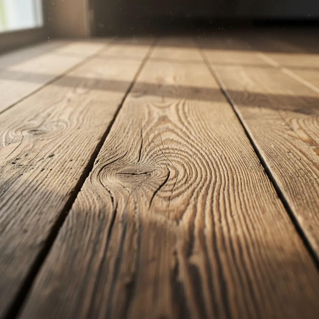 Detalle de piso de madera rústica con textura natural
