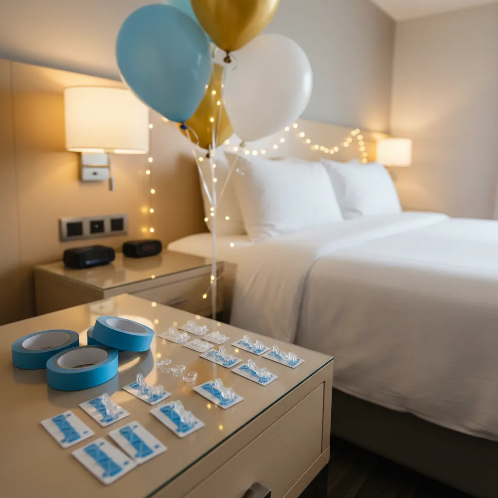Removable adhesive hooks and command strips used safely for hotel wall decorations