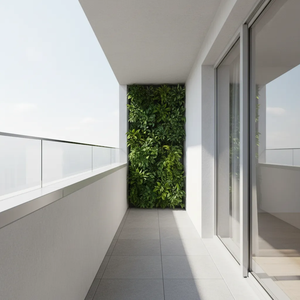 safe narrow balcony with wall plants and uncluttered railing