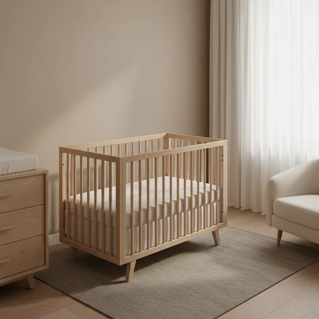 safe newborn crib setup with empty mattress and minimal decor