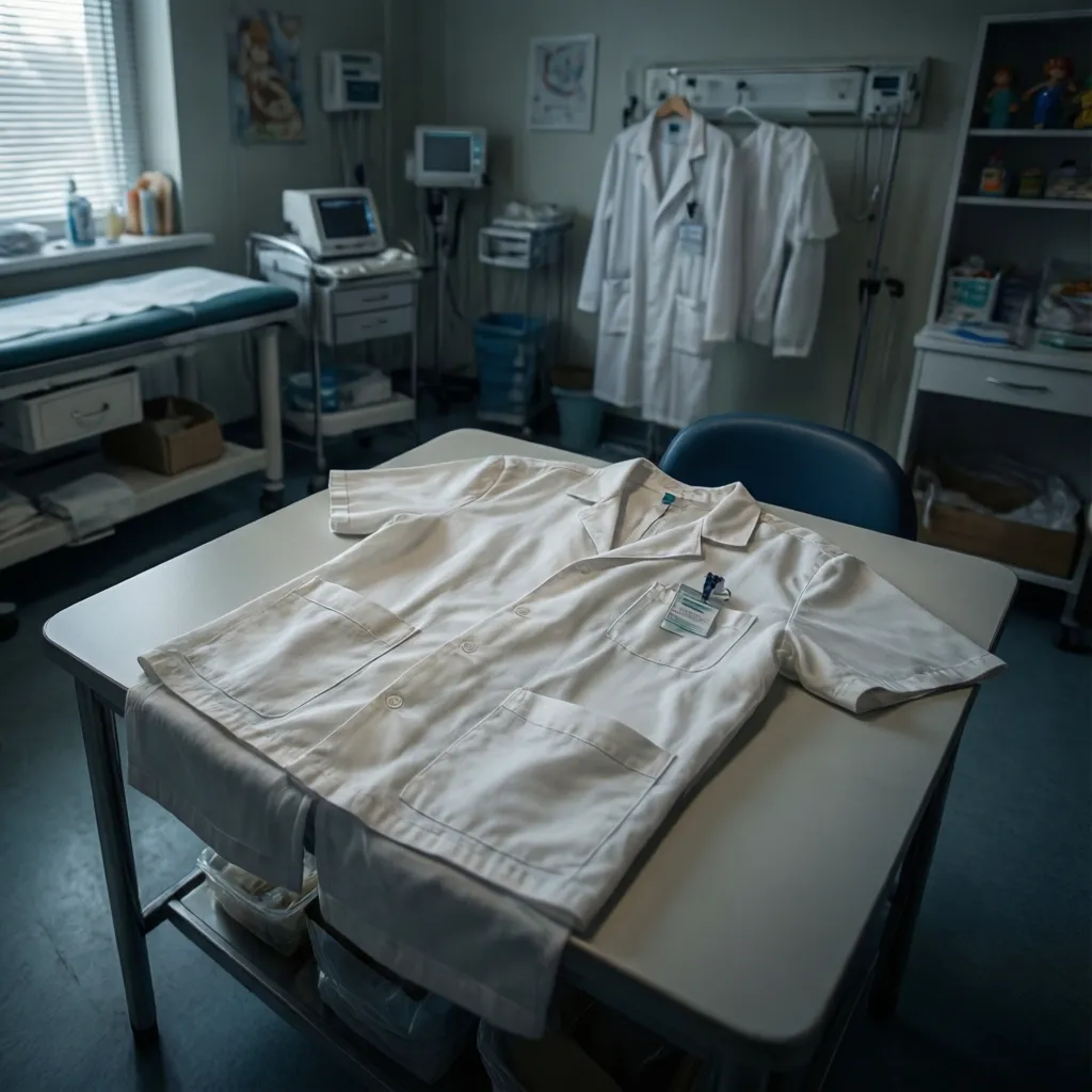 Close view of washable costume materials suitable for healthcare environments