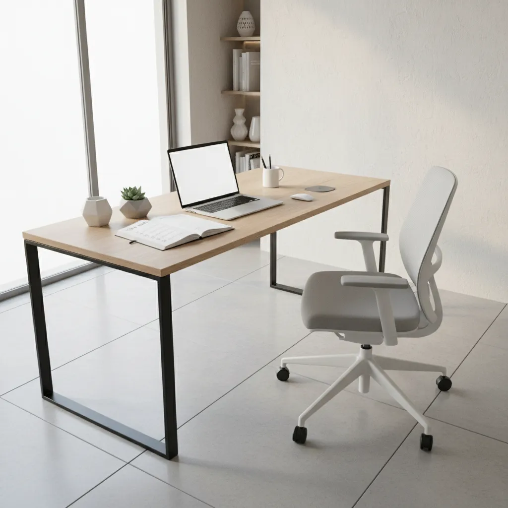 Organized home office desk with checklist for verifying remote job legitimacy