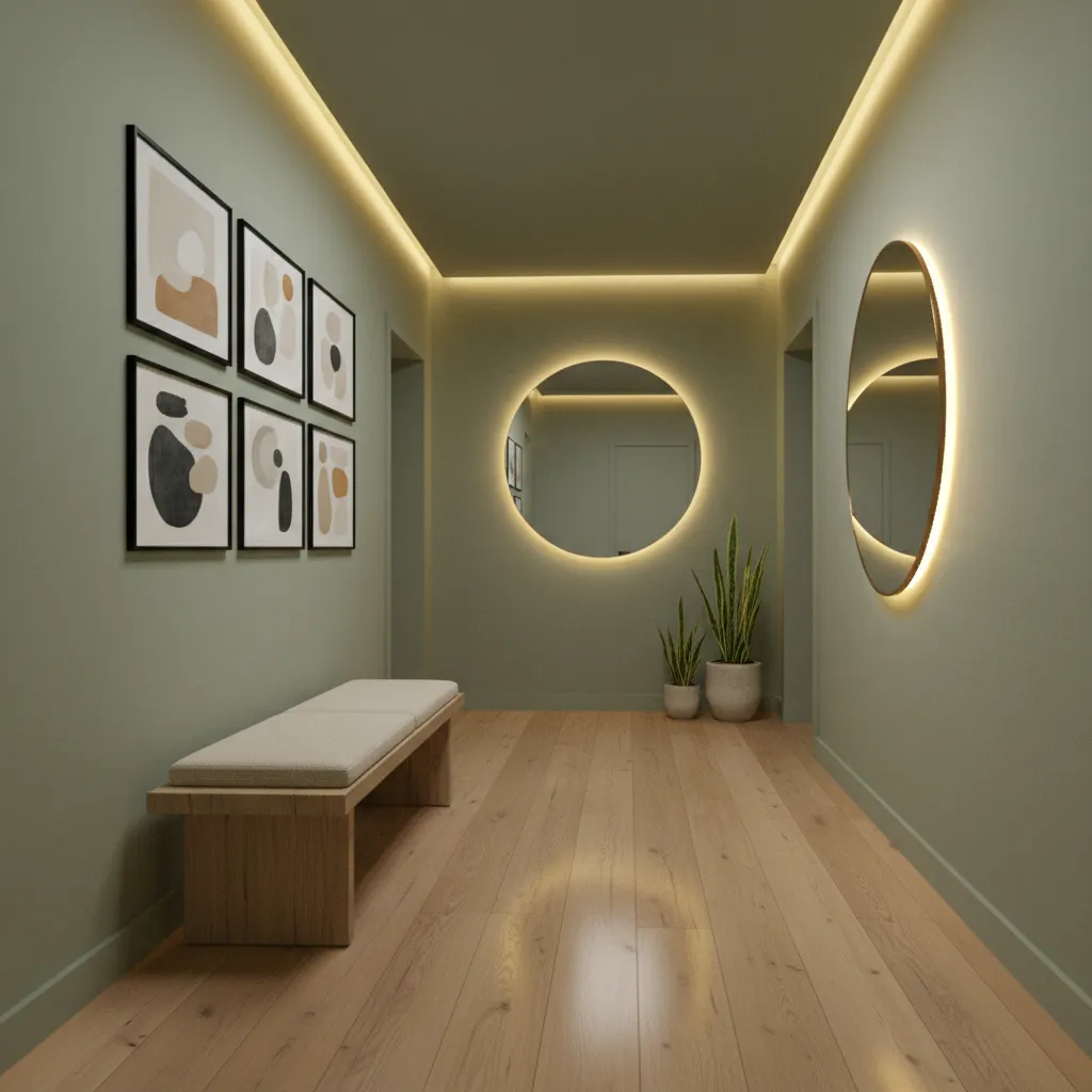 muted sage green hallway paint color interior