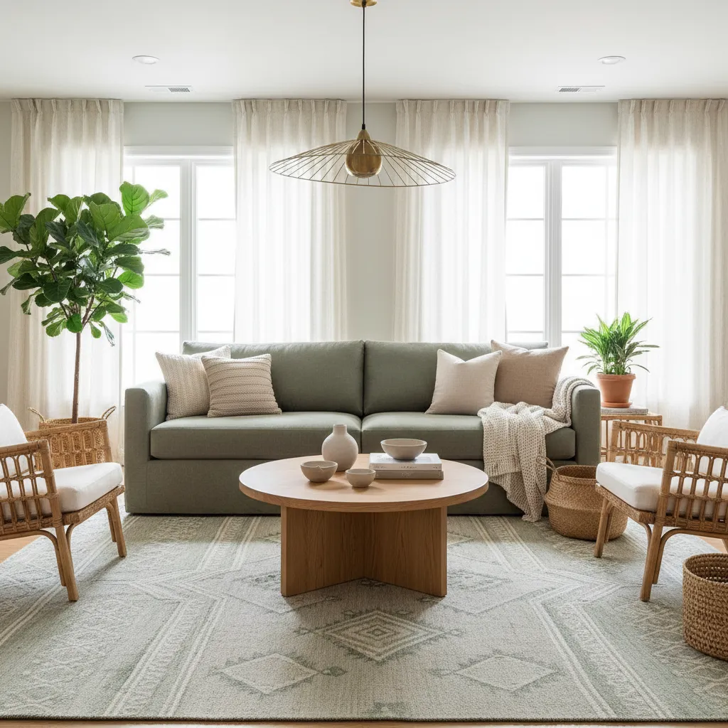 How to Layer Textures in a Sage Green Living Room for a Designer Look
