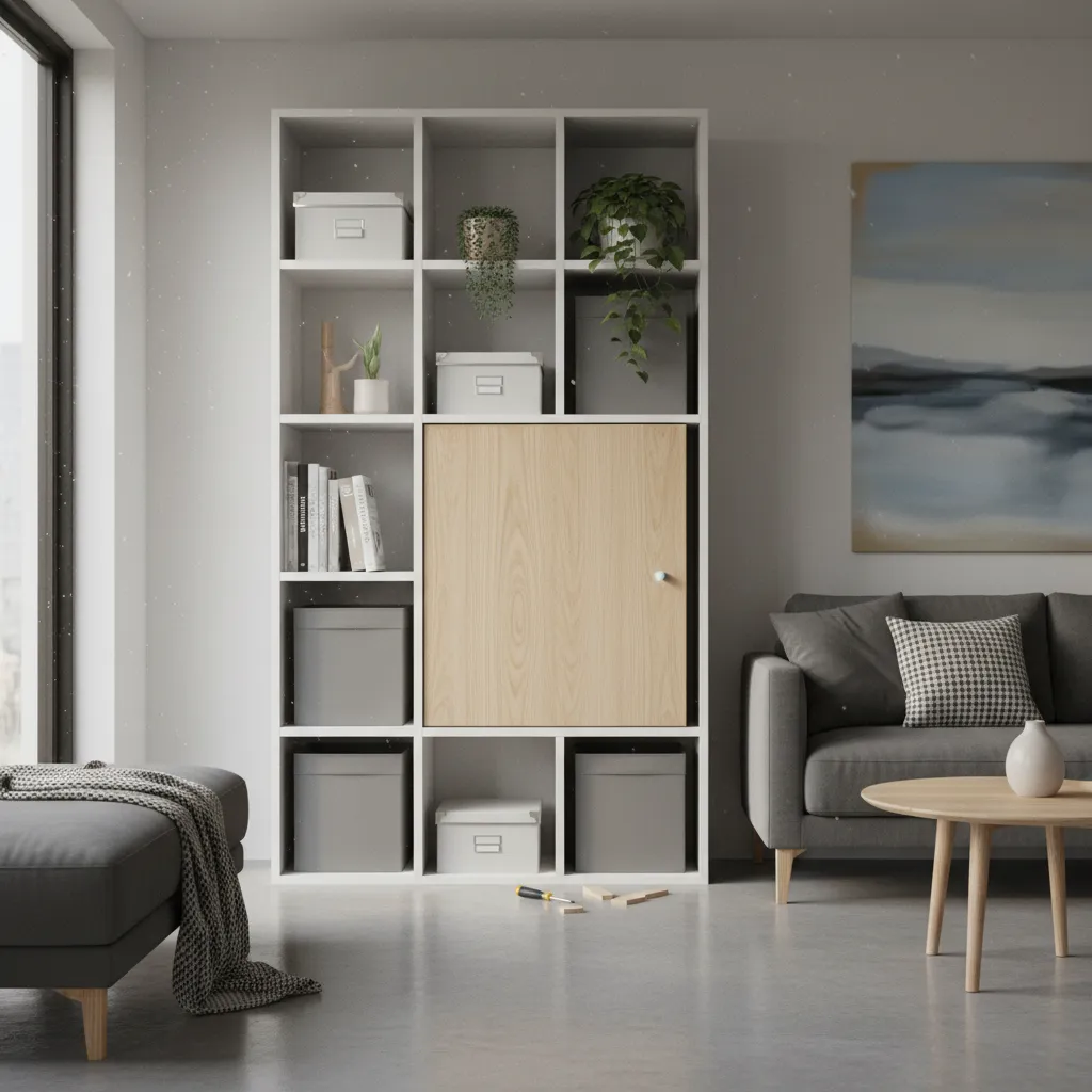 Example of slightly sagging cabinet door on a Kallax storage unit