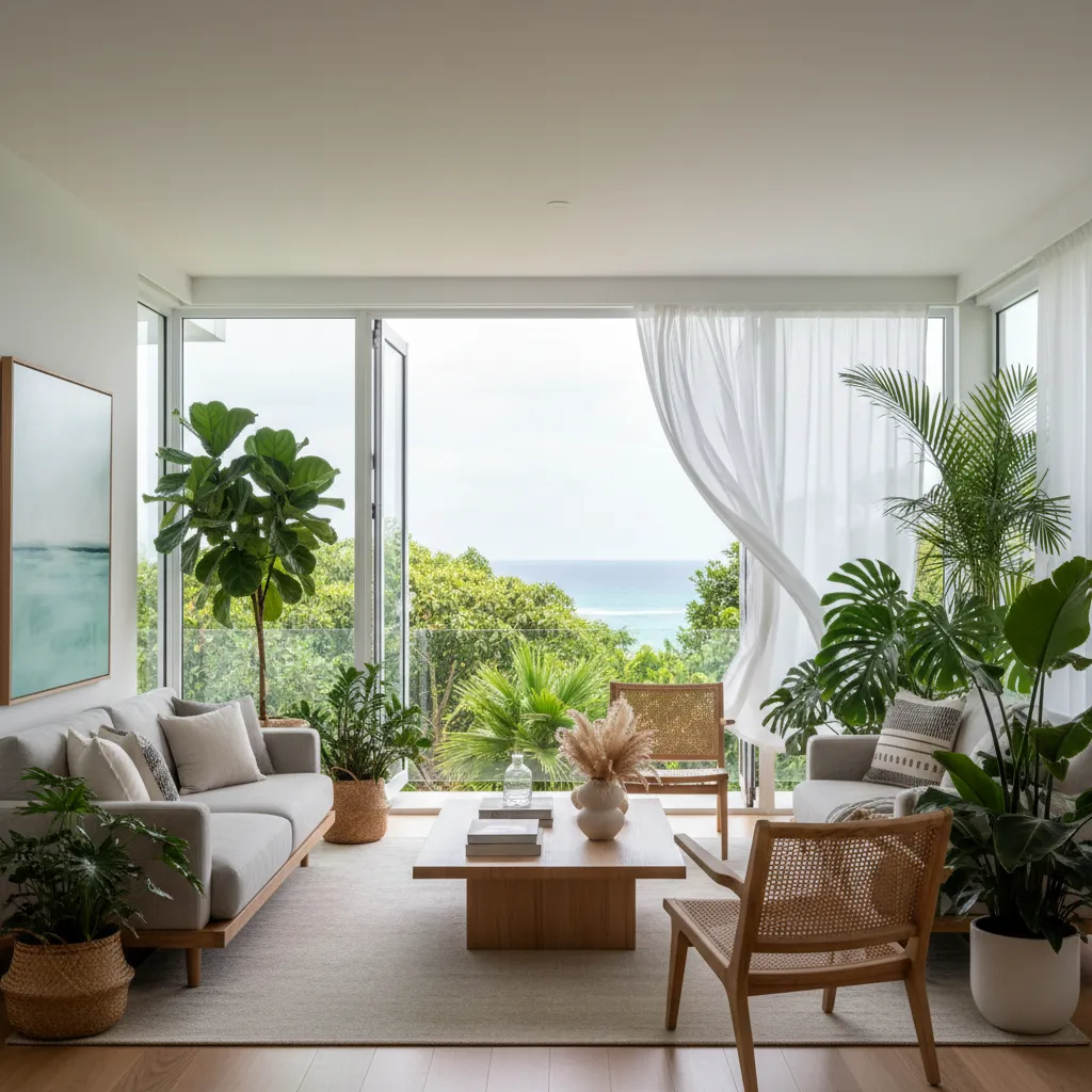 Sala luminosa con ventilación natural en apartamento moderno