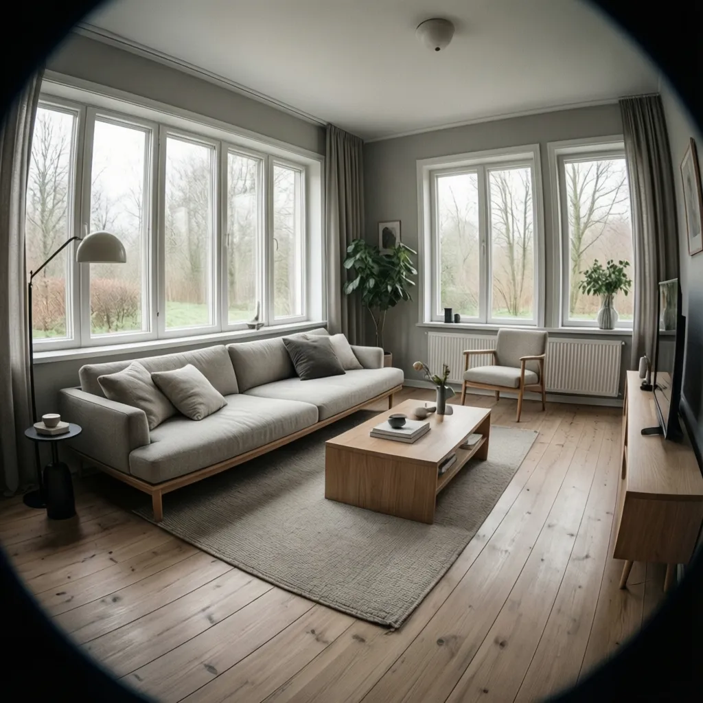 Sala moderna minimalista en una casa pequeña