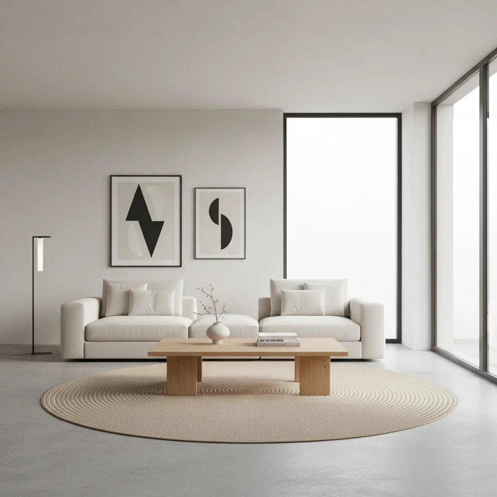 Sala moderna con sofá minimalista y decoración sencilla