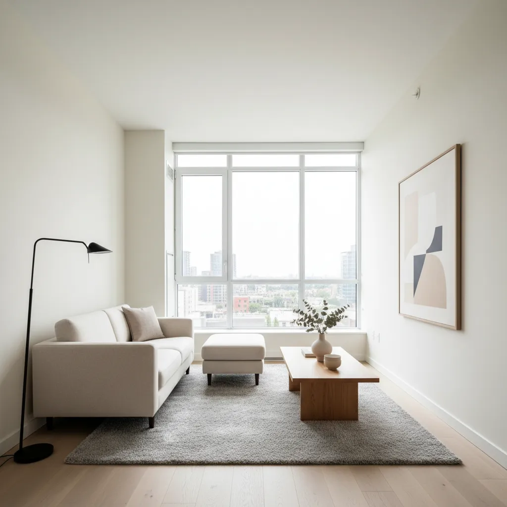 Sala moderna que hace que una casa pequeña parezca más grande