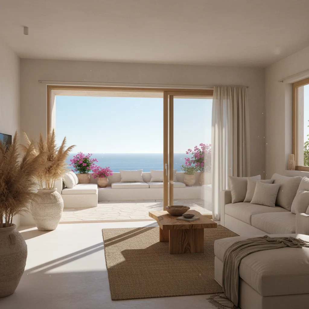 Salón pequeño con acceso a terraza típico de casitas en Alicante