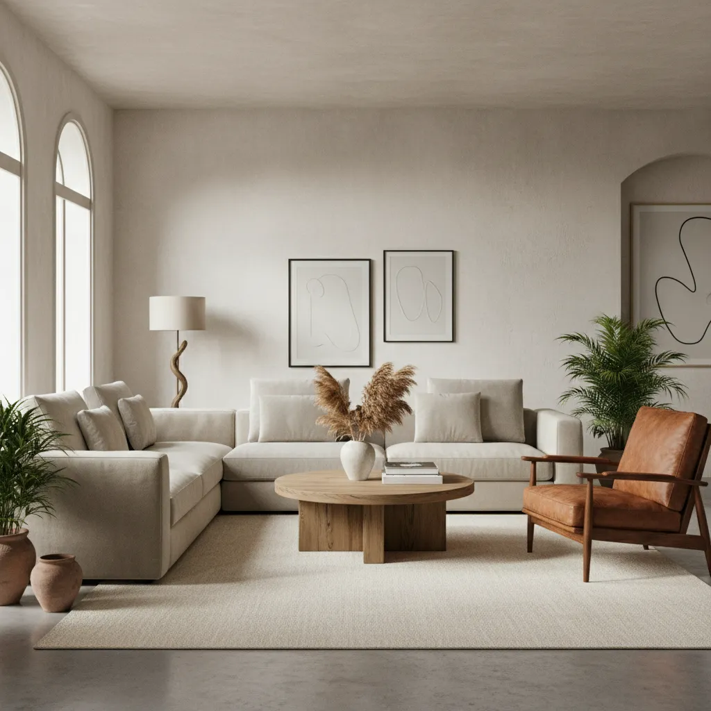 Salón con mezcla de diferentes muebles de diseño