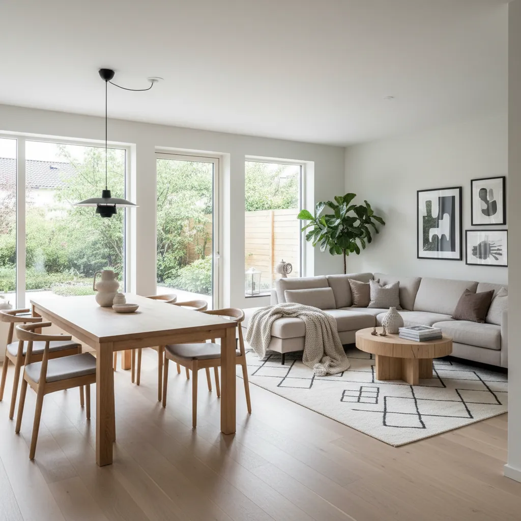 Salón comedor moderno en casa de 100m2