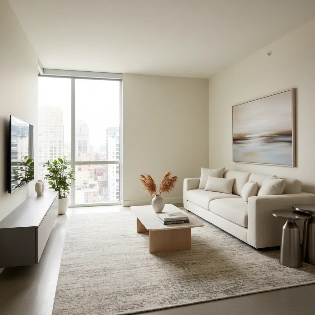 Pequeño salón contemporáneo bien distribuido