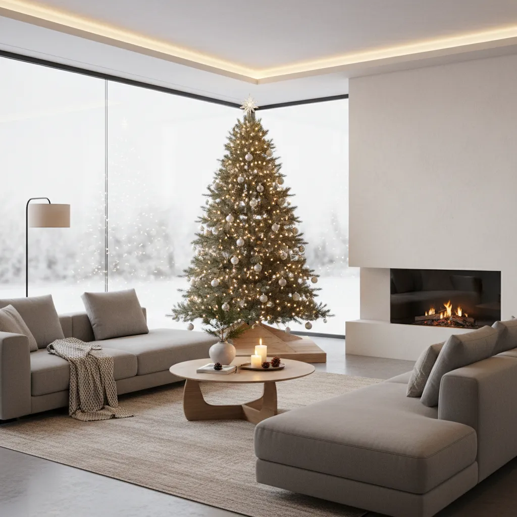 Salón con árbol de Navidad como punto focal del espacio