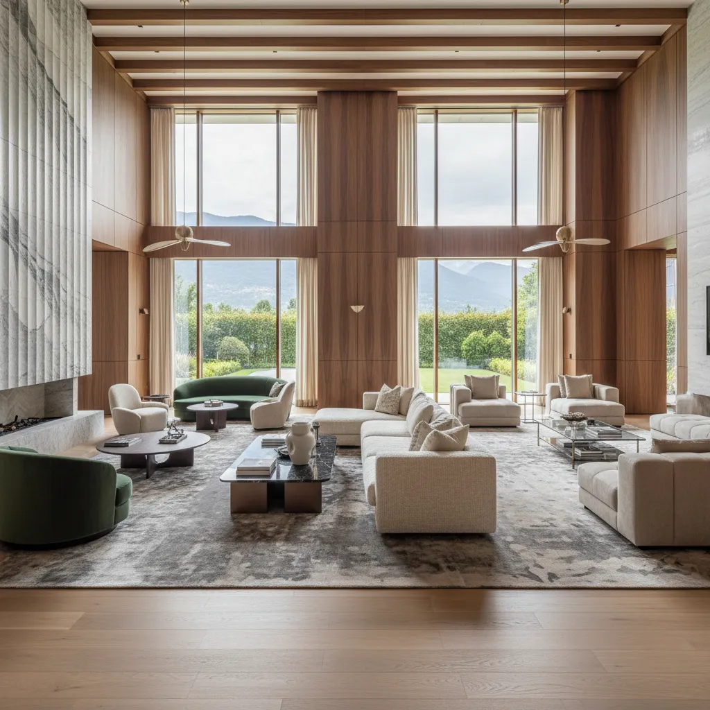 Salón amplio con diferentes zonas de muebles