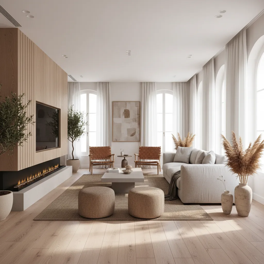 Salón contemporáneo con buena distribución del mobiliario y luz natural